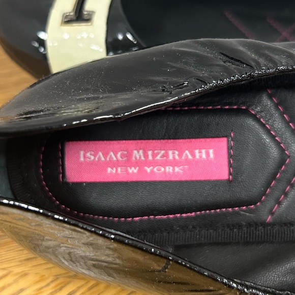 NWOT! Designer Isaac Mizrah New York Patent Leather Black Driving Shoes Flats. - Picture 7 of 9